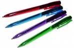 Ручка шариковая автоматическая прозрачный тонированный корпус, стержень синий, МИКС оптом