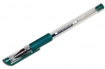 Ручка гелевая с грипом STAFF, ЗЕЛЕНАЯ, корпус прозрачный, пишущий узел 0.5 мм, линия 0, 35мм, 141825 оптом