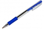 Ручка шариковая автоматическая OfficeSpace синяя, 1, 0мм, грип, прозрачный корпус оптом