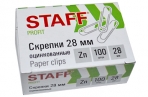 Скрепки STAFF, 28 мм, оцинкованные, 100 шт., в картонной коробке, 270451 оптом