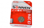 ��������� SONNEN, CR2016 (��������), d=20��, h=1, 6��, ��������, 1 ��., � ��������, 3�, 451972 �����