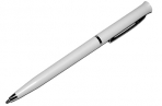 Ручка шариковая, поворотная, под логотип, белая матовая с серебристой вставкой, стержень синий 0. 5 мм оптом