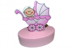 Шкатулка 6102-pink "Новорожденный", овал, d- см, розовая, пластик J. Otten /12 /0 оптом