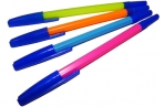 Ручка шариковая синяя, 1, 0мм,  Стамм "049", флуоресцентный корпус ассорти оптом