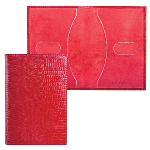 Обложка для паспорта BEFLER "Ящерица", натуральная кожа, тиснение, красная, О.1-3 оптом
