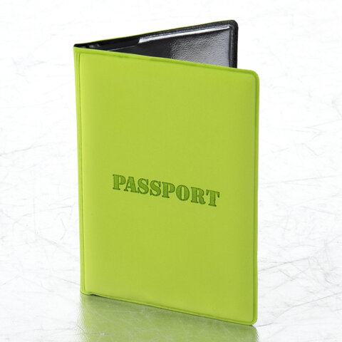 Обложка для паспорта STAFF, мягкий полиуретан, "ПАСПОРТ", салатовая, 237607 оптом