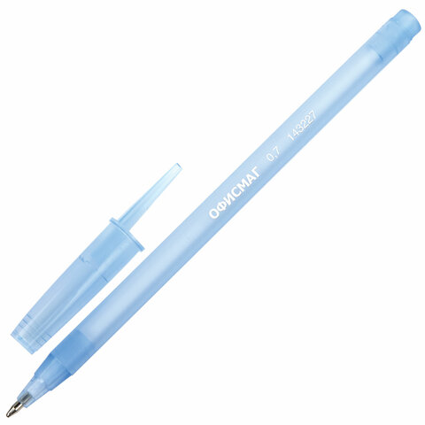 Ручка шариковая ОФИСМАГ i-STICK, СИНЯЯ, пишущий узел 0,7 мм, линия письма 0,35 мм, 143227, BP228 оптом
