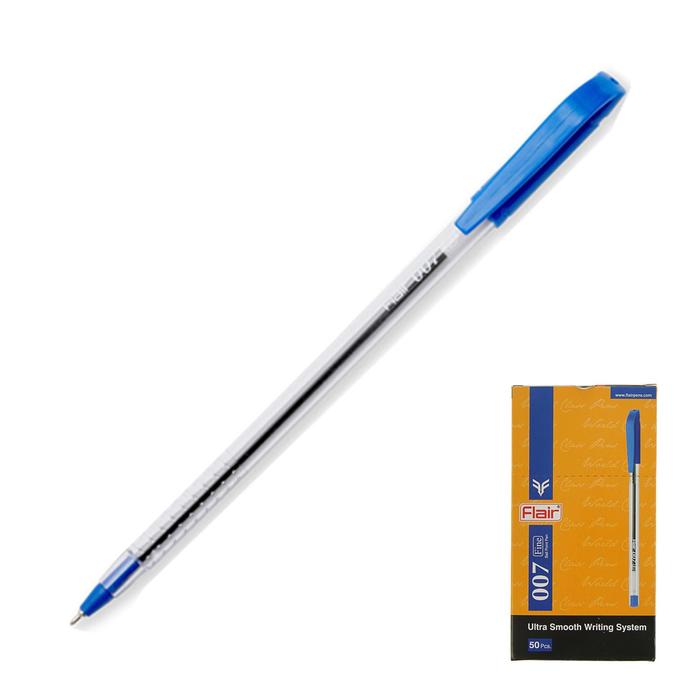 Ручка шариковая Flair 007, узел-игла 0.5 мм, масляная основа, насечки в зоне хвата, стержень синий оптом