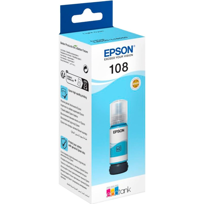  Epson 108 EcoTank Ink C13T09C54A  Epson L8050, Light Cyan 70ml 