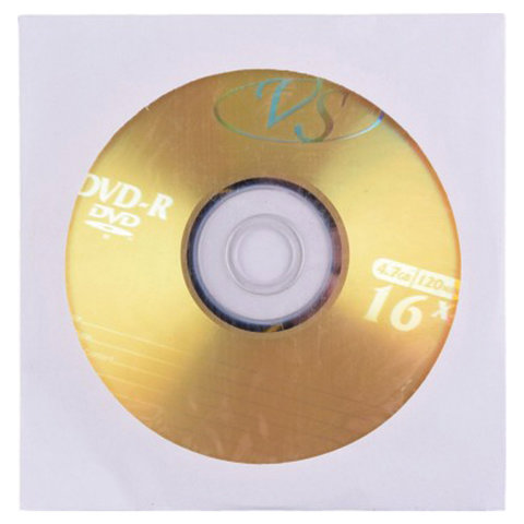 Диск DVD-R VS, 4,7 Gb, 16x, бумажный конверт (1 штука) оптом