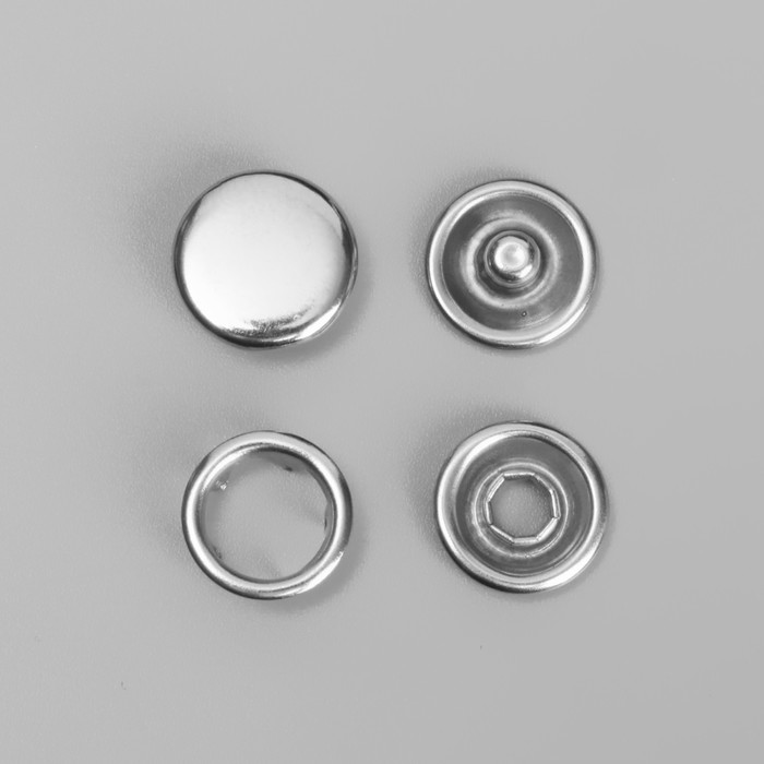 Кнопки рубашечные, закрытые, d = 9,5 мм, цвет серебряный оптом