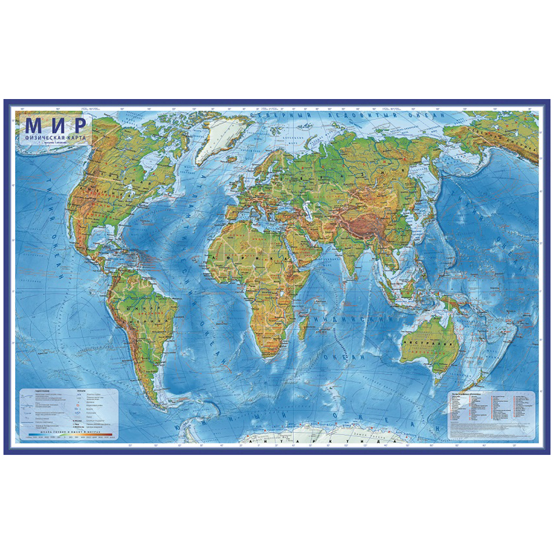 Карта "Мир" физическая Globen, 1:29млн., 1010*660м оптом