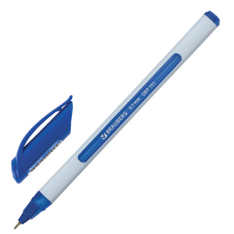 Ручка шариковая масляная BRAUBERG "Extra Glide Soft White", СИНЯЯ, узел 0,7 мм, линия письма 0,35 мм, 142927 оптом