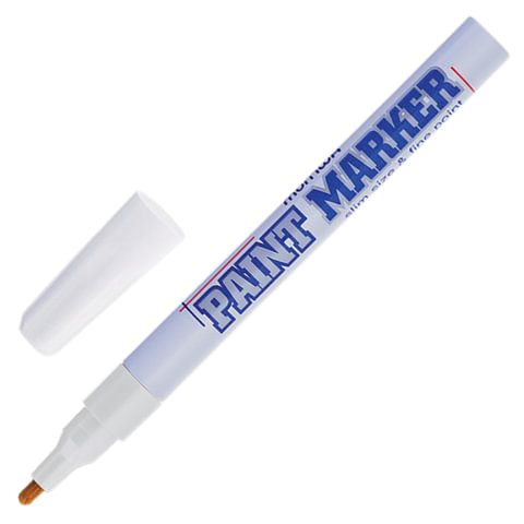 Маркер-краска лаковый (paint marker) MUNHWA "Slim", 2 мм, БЕЛЫЙ, нитро-основа, алюминиевый корпус, SPM-05 оптом