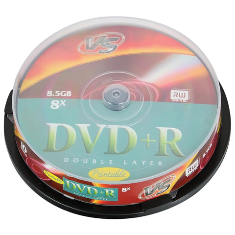 Диски DVD+R VS 8,5 Gb 8x, КОМПЛЕКТ 10 шт., Cake Box, двухслойный, VSDVDPRDLCB1002 оптом