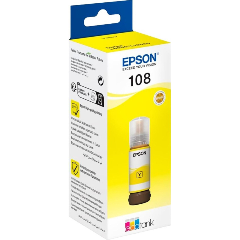  Epson 108 EcoTank Ink C13T09C44A  Epson L8050/L18050, Yellow 70ml 