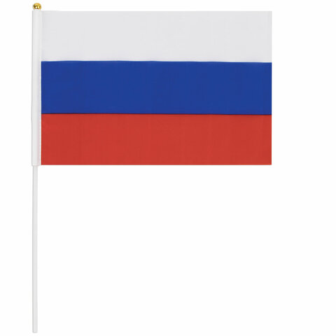 Флаг России ручной 30х45 см, без герба, с флагштоком, BRAUBERG/STAFF, 550182, RU14 оптом