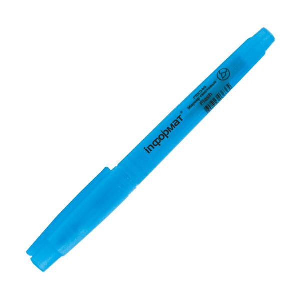 Маркер текстовый INFORMAT FLASH 14 мм, голубой, скошенный оптом