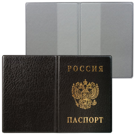 Обложка для паспорта с гербом, ПВХ, черная, ДПС, 2203.В-107 оптом