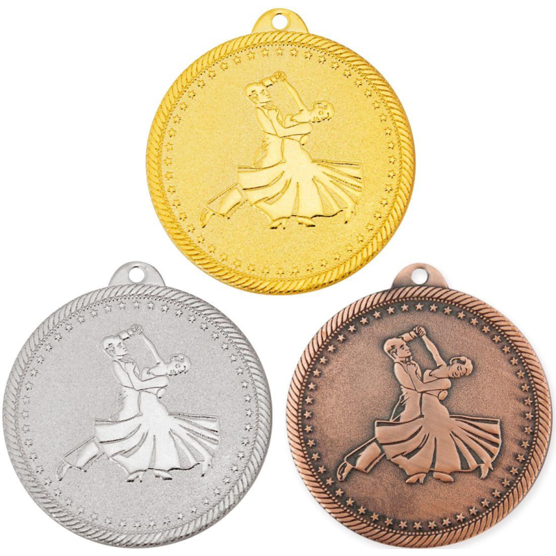Медаль 3шт/наб бальные танцы 50 мм золото, серебро, бронза MK318abc оптом
