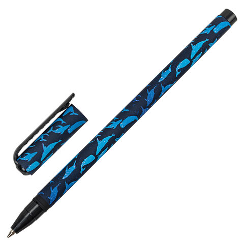 Ручка шариковая BRAUBERG SOFT TOUCH STICK "WHALE", СИНЯЯ, мягкое покрытие, узел 0,7 мм, 143709 оптом