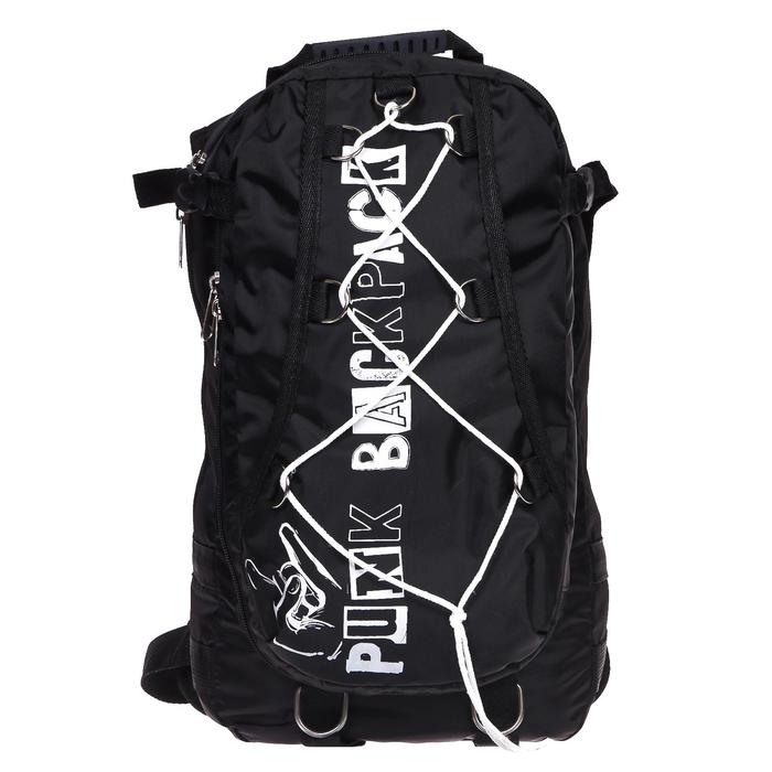 Рюкзак молодежный Calligrata с мягкой спинкой 41х24х16 см на шнурках Punk, цвет чёрный оптом