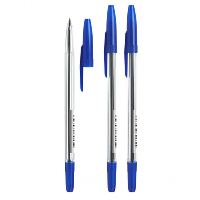 Ручка шариковая СТАММ "511" синяя, 0,7мм, прозрачн оптом