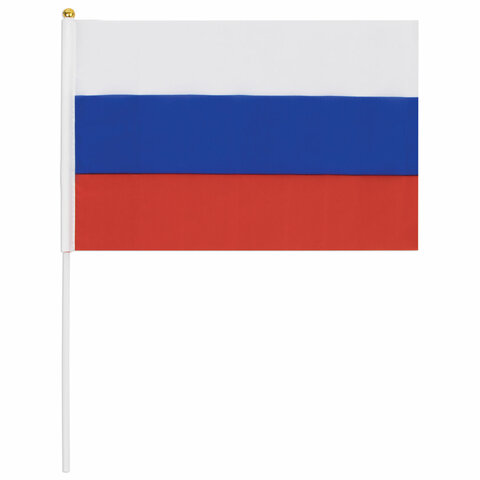 Флаг России ручной 20х30 см, без герба, с флагштоком, BRAUBERG/STAFF, 550181, RU13 оптом