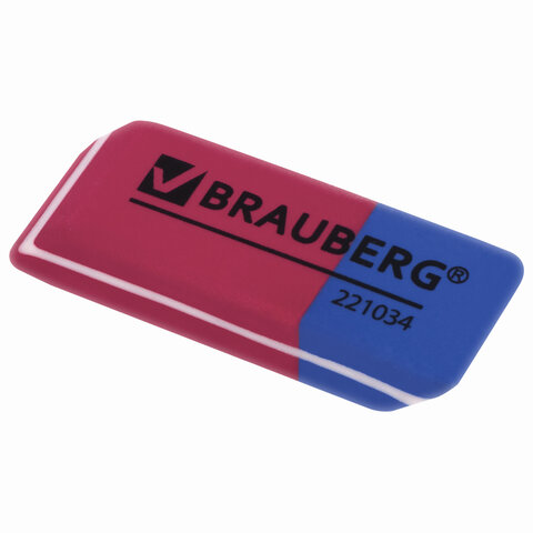 Ластик BRAUBERG "Assistant 80", 41х14х8 мм, красно-синий, прямоугольный, скошенные края, 221034 оптом