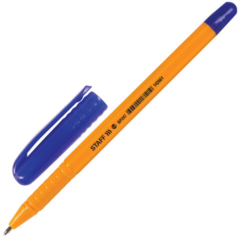 Ручка шариковая STAFF "EVERYDAY BP-247 Orange", СИНЯЯ, шестигранная, корпус оранжевый, линия письма 0,5 мм, 142661 оптом