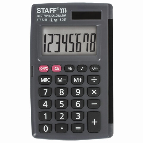 Калькулятор карманный STAFF STF-6248 (104х63 мм), 8 разрядов, двойное питание, 250284 оптом