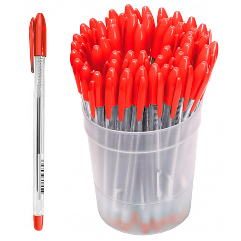 Ручка шариковая СТАММ "VeGa" красная, 0,7мм, прозр оптом