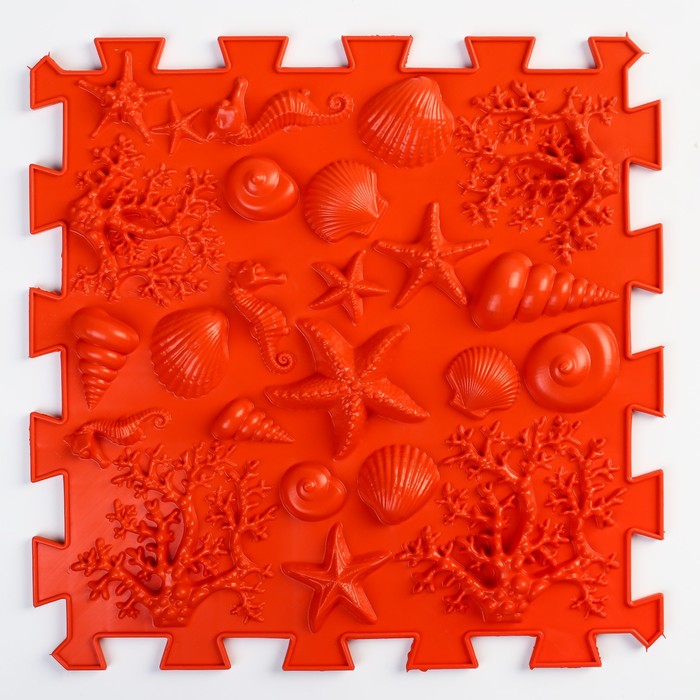 Детский массажный коврик 1 модуль «Морское дно», цвет красный оптом