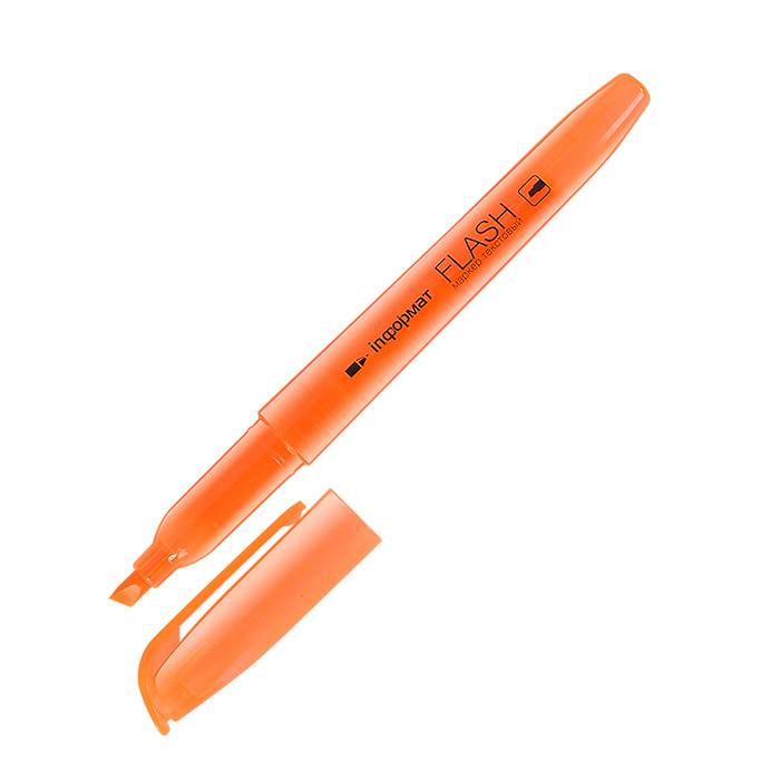 Маркер текстовый INFORMAT FLASH 14 мм, оранжевый, скошенный оптом