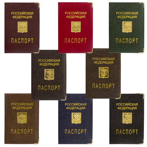 Обложка для паспорта, металлический шильд с гербом, ПВХ, ассорти, STAFF, 237579 оптом