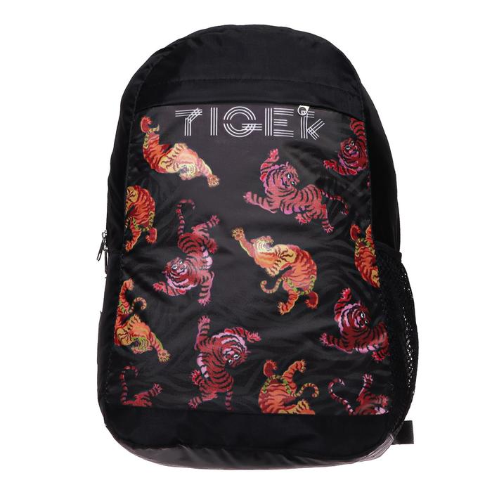 Рюкзак молодёжный Calligrata "Тигр", 40 х 26 х 15 см, с мягкой спинкой, чёрный оптом