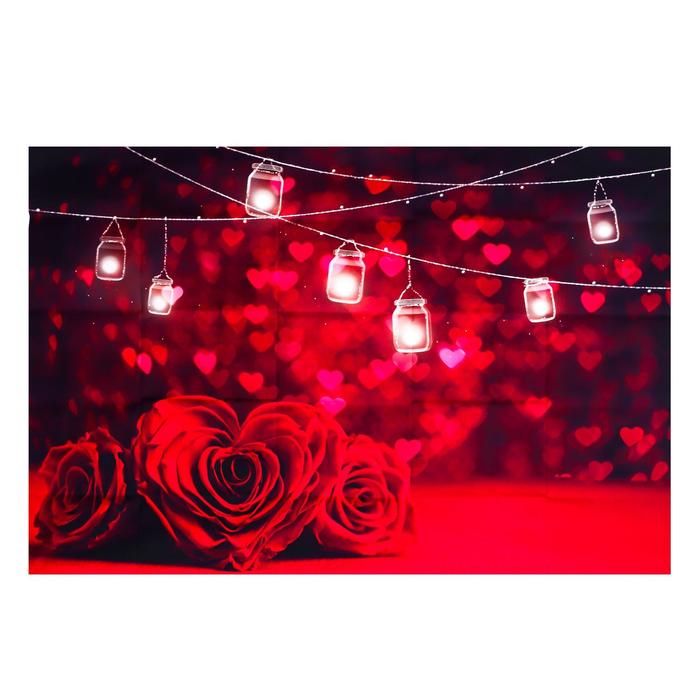 Фотофон винил "Красные розы и светлячки" 100х150 см оптом