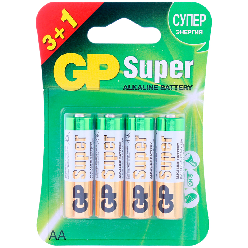 Батарейка GP Super AA (LR06) 15A алкалиновая, BC4 оптом
