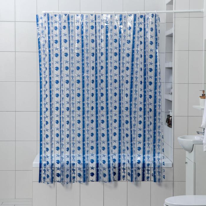 Штора для ванной комнаты Доляна «Морская синева», 180?180 см, PVC оптом