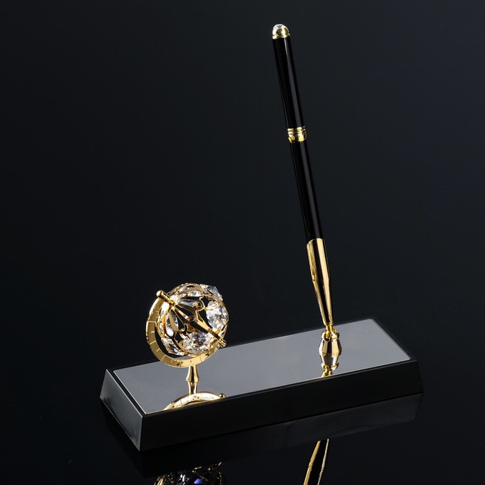 Ручка на подставке «Глобус», 16?6?20 см, с кристаллами оптом