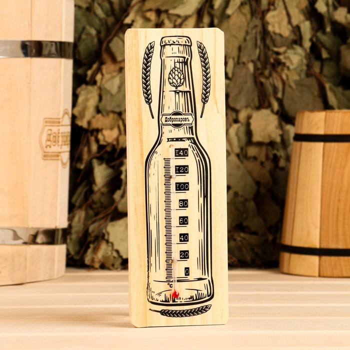 Деревянный термометр д/бани "Бутылка", жидкостный, оптом