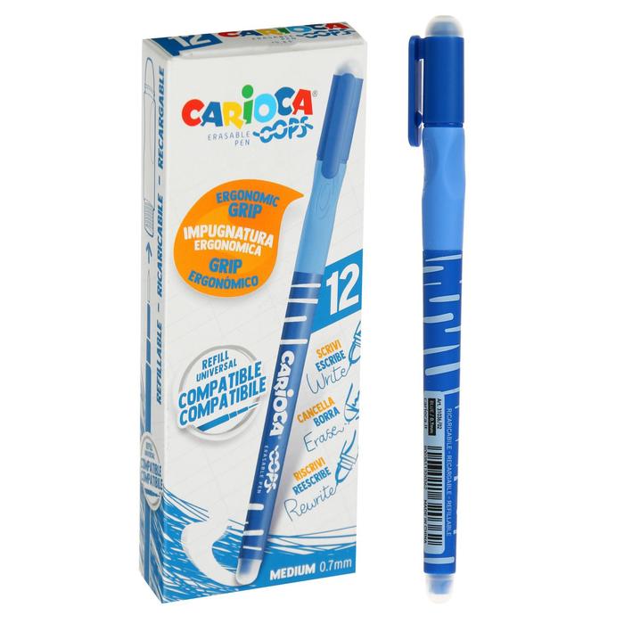 Ручка гелевая стираемая Carioca "OOPS", узел 0,7 мм, чернила синие, резиновый держатель оптом