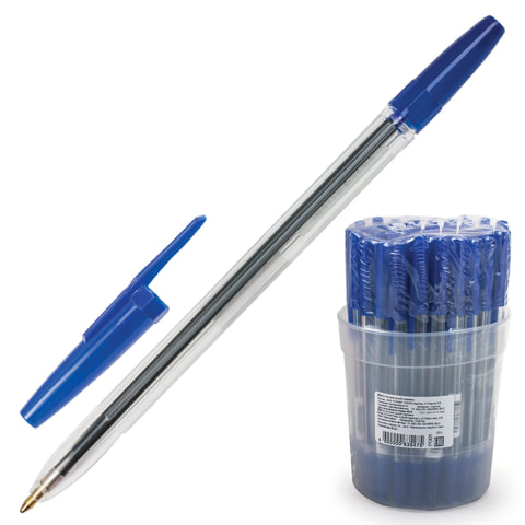 Ручка шариковая "Оптима", СИНЯЯ, корпус прозрачный, узел 1,2 мм, линия письма 1 мм, РО01 оптом