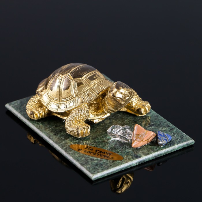 Сувенир "Черепаха", 7х10х4 см, змеевик, гипс, минералы оптом