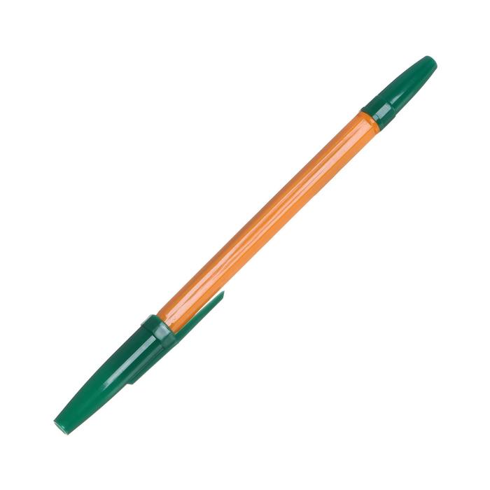 Ручка шариковая 0,7 мм, стержень зелёный, корпус оранжевый с зелёным колпачком оптом