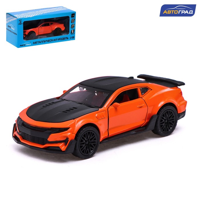 Машина металлическая «Спорт», инерция, открываются двери, багажник, цвет оранжевый оптом