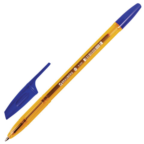 Ручка шариковая BRAUBERG "X-333" AMBER, СИНЯЯ, корпус тонированный оранжевый, узел 0,7 мм, линия письма 0,35 мм, 142832 оптом
