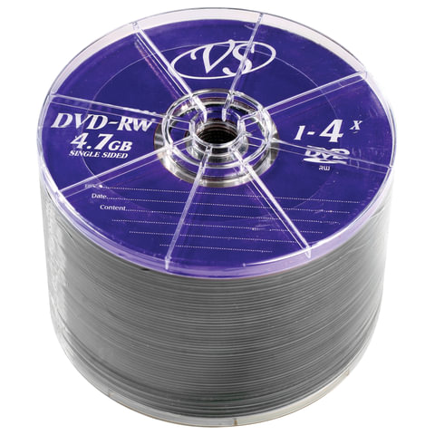 Диски DVD-RW VS 4,7 Gb 4x, КОМПЛЕКТ 50 шт., Bulk, VSDVDRWB5001 оптом