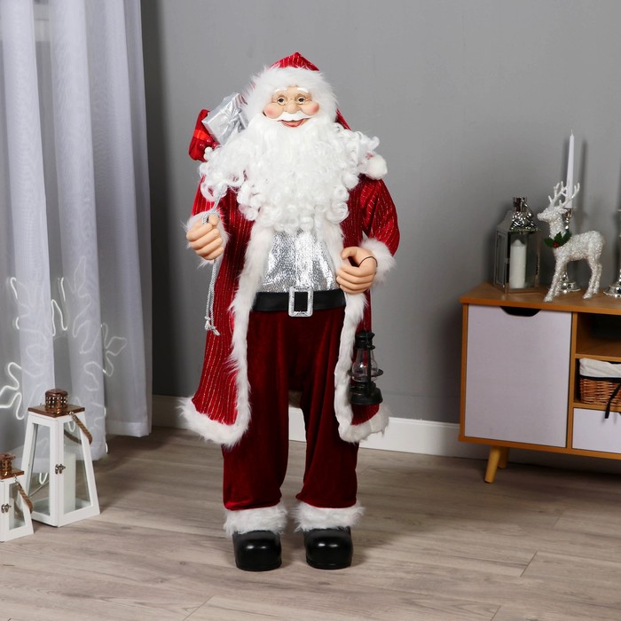 Дед Мороз "В красной полосатой шубе, с подарками" 45х120 см оптом