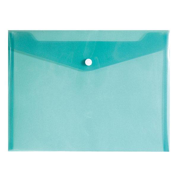 Пластиковый конверт INFORMAT А5+, на кнопке, прозрачный 180 мкм, зеленый оптом